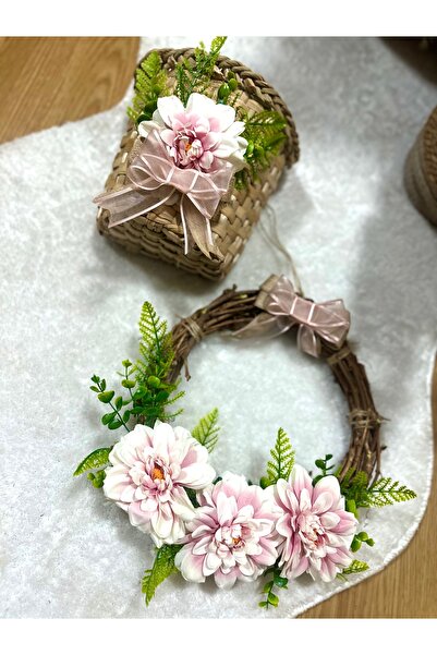 Marrone Kapı Süsü Sepet Takım Posta Kutusu Çiçekli Kapı Süsü