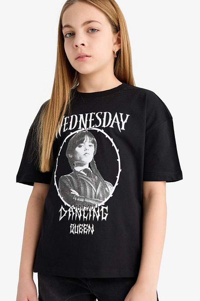 DeFacto New Season Girl's Wednesday Relax Fit Crew Neck Short Sleeve T-Shirt