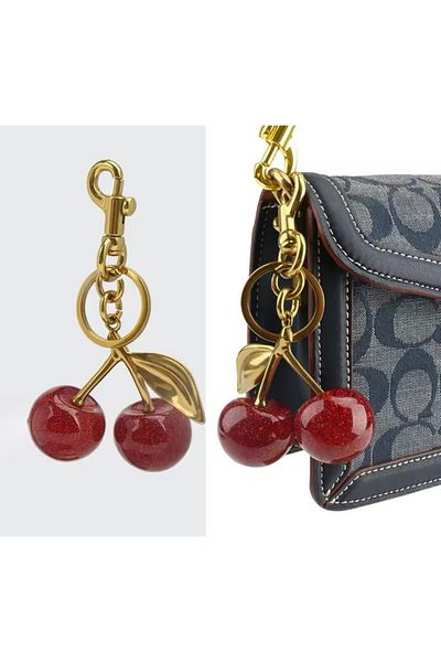 monalisatoka Women's Cherry Gold Charm Bag Keychain