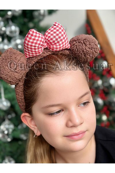 QUEEN AKSESUAR Cute Teddy Poodle Dog Ear Crown Trend Fashion Bow Romper Brown Red