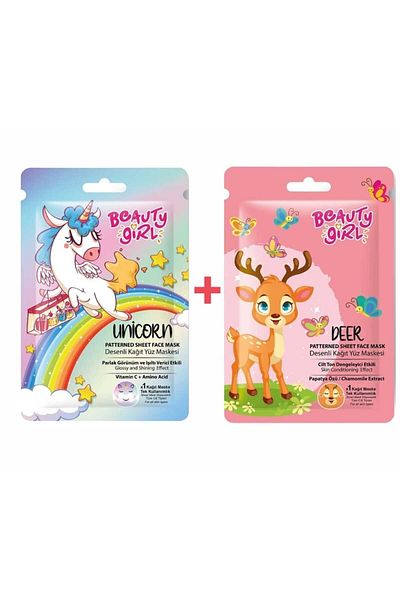 beauty girl Unicorn Paper Face Table 20ml + Beauty Girl Deer 20ml 2 Pack