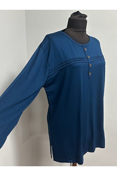 ÖZDEV Γυναικεία μπλούζα Rikra Mother χτενισμένη βαμβακερή με ρίγες και λεπτομέρεια με κουμπιά για ηλικίες μέσης και άνω των 30 ετών