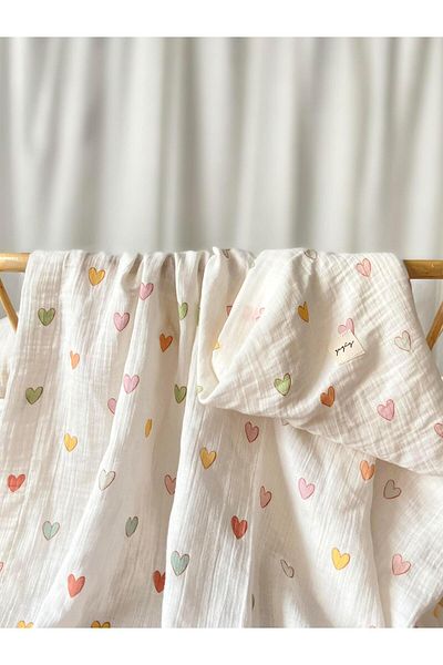 Zezig Pastel Hearts Muslin Blanket