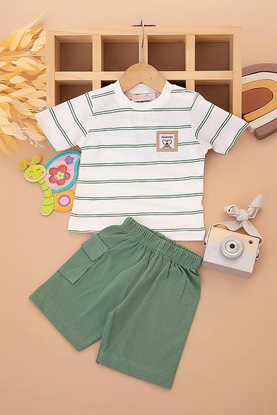 VEGAMOD Baby Boy Summer Striped Shorts Double Set 6-9-12-18-24 Months
