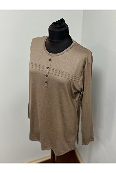 ÖZDEV Γυναικεία μπλούζα Rikra Mother χτενισμένη βαμβακερή με ρίγες και λεπτομέρεια με κουμπιά για ηλικίες μέσης και άνω των 30 ετών