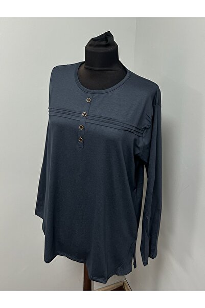 ÖZDEV Γυναικεία μπλούζα Rikra Mother χτενισμένη βαμβακερή με ρίγες και λεπτομέρεια με κουμπιά για ηλικίες μέσης και άνω των 30 ετών