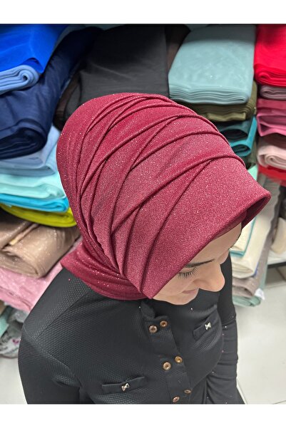 Bordo simli, hazır duvak, hazır şal , hazır türban, şal, eşarp