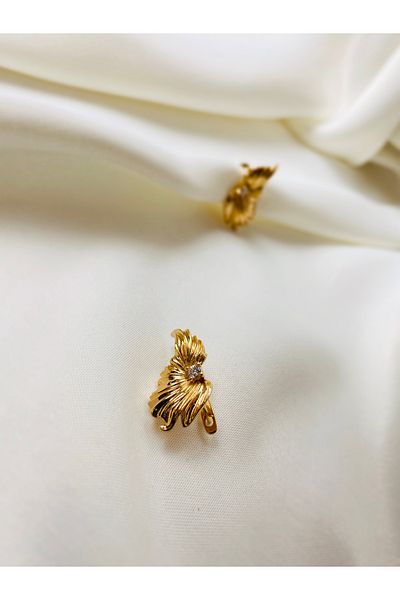 PACHİRA Rose Gold Color Zircon Stone Detailed Steel Xuping Wing Curved Earrings |   Elegant Design