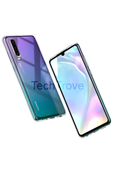 TechTrove Huawei P30 Kılıf Kamera Koruma Çıkıntılı Şeffaf ve Esnek Silikon Kapak
