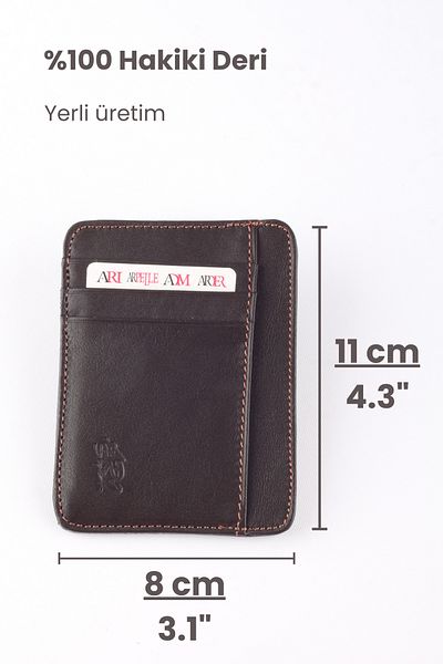 ARI Genuine Thin Leather Card Holder (Dark Brown)