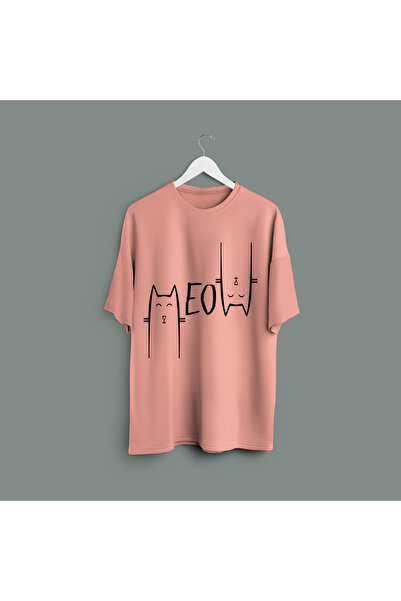 Zestia تي شيرت للجنسين، مطبوع عليه قطة، عادي، 100% قطن، تي شيرت سلمون رقم: 00220