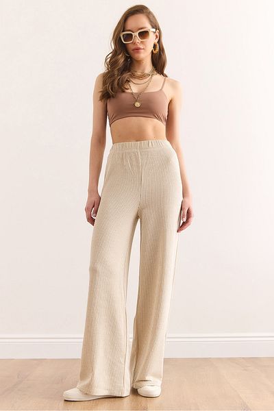 Olalook Women's Mink Elastic Waist Flowy Twist Pants Pnt-19000334