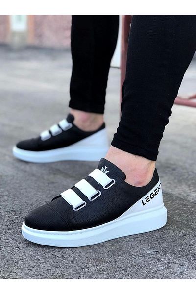 Beruflic Black White Thick Sole Casual Men's Shoes