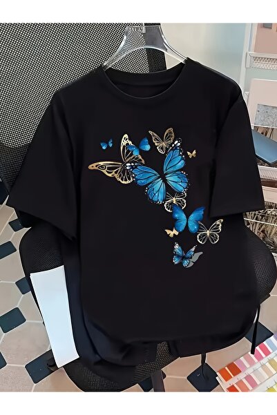 GALASHOP Kadın Kelebek Desenli Tişört Model43
