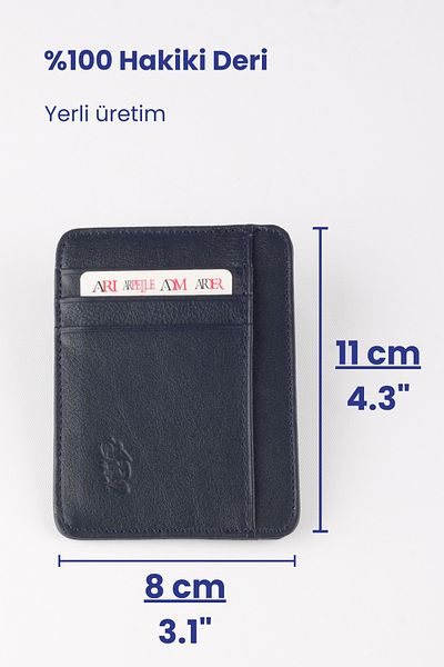 ARI Genuine Thin Leather Card Holder (Dark Blue)