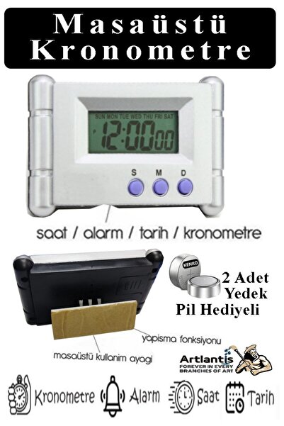 Artlantis Masa Üstü Kronometre Gri 1 Adet Kronometreli Sınav Ders Çalışma Saa...
