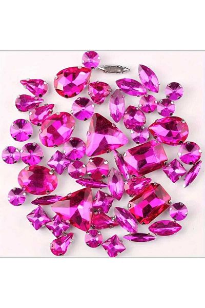 yiğit aksesuar 100 Pieces Mixed Case Strut Fuchsia Glass Stone Elite Series