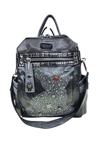 OUEEN ELİZABETH 6-Eye Inlaised Stone Figure 2 Optional (Shoulder -Back) Women's Bag