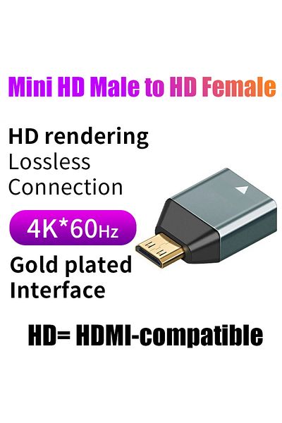 OIMG محول من Mini Micro HD إلى HDMI متوافق مع 4K 60HZ لأجهزة الكمبيوتر المحمول وبطاقة الرسومات والكاميرا والتلفزيون