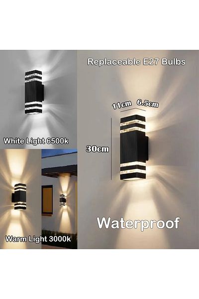 Choice E27 Base Square Type B No Light Bulb LED Outdoor Wall Lights E27 Up Down Exterior Wall Sconce IP65 W