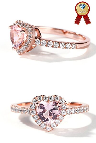 CARAT STONE Pırlanta Işıltılı Gümüş Kalp Yüzük 1 Carat