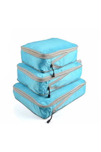 Choice 3pcs blue 3Pcs/set Black/Blue/Grey Compressible Travel Storage Bag Portable Large Capacity Storage B