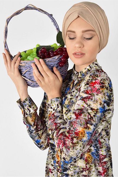 Alvina 4031 Model Colorful Patterned Tunic