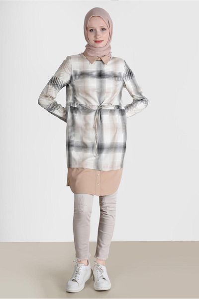 Alvina BELI DURNED PLAID PATTERN TUNIC 42738