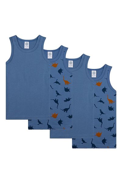 Sanetta Jungen Unterhemden, 4er Pack - Kids, Shirt, rmellos,Baumwolle, Dino