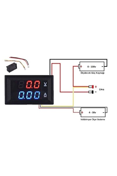 Rodevino Dijital Voltmetre Dijital Ampermetre Dual Dc 0-100v 10a