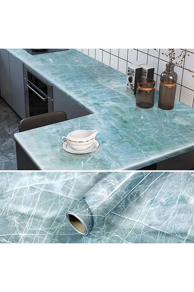 HayMed Blue Marble Patterned Waterproof Kitchen Foil Sticker - 5x0,6m (4172)