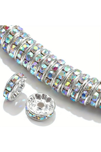 Choice 8 مم فضي اللون 120 قطعة 8 مم ملونة مسطحة دائرية مرصعة بالماس المائي وم...