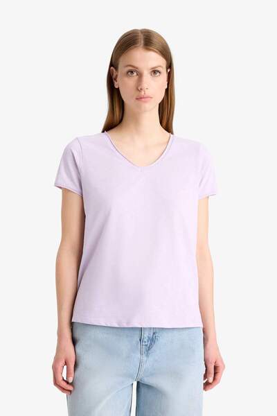 DeFacto Regular Fit V-Ausschnitt Basic Plain Kurzarm T-Shirt K1507AZ25SM