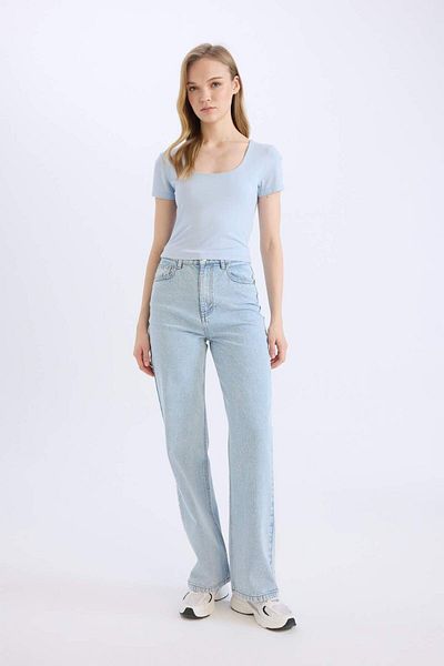 DeFacto Tricou cu mânecă scurtă, simplu, cu gât în ​​U, C6102AX25SM