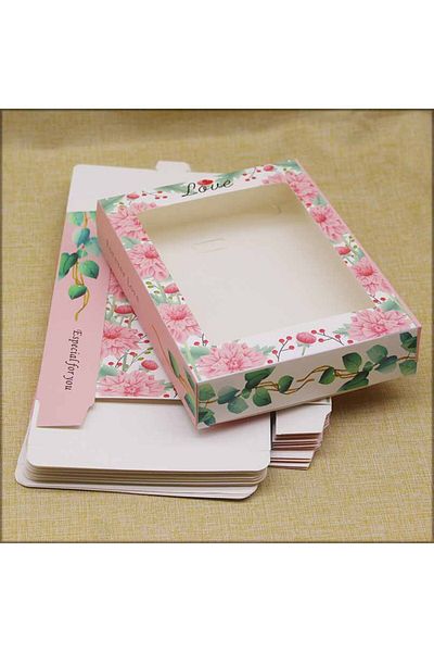 Choice 10pc Whitepinkfl Newest 10pcs Kraft Paper Marbling Thank You Window Box Flower Print Christmas Gifts