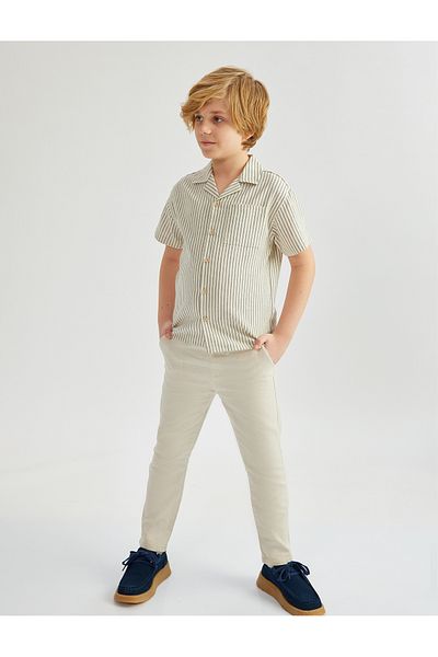 Koton Linen Blended Basic Trousers with Lace-Up Waist