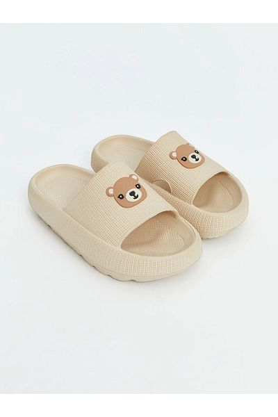 LC Waikiki Lcw Steps Beige 3D Detailed Printed Girl's Slippers