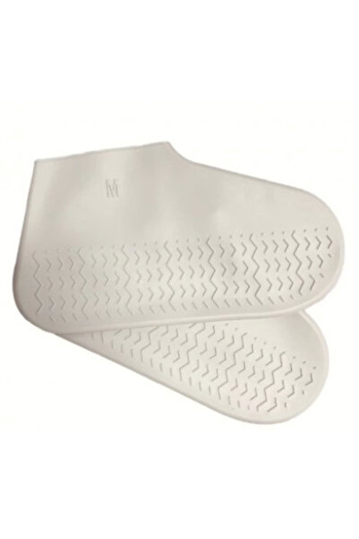 AyrStore Silikon Ayakkabı Kılıfı Kaymaz Su Kir Geçirmez M Beden Beyaz