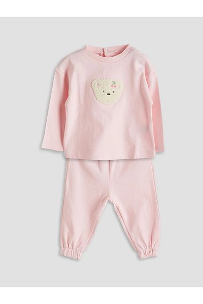 LC Waikiki Lcw Baby Pink Embroidered Baby Girl Blouse and Pants Set of 2