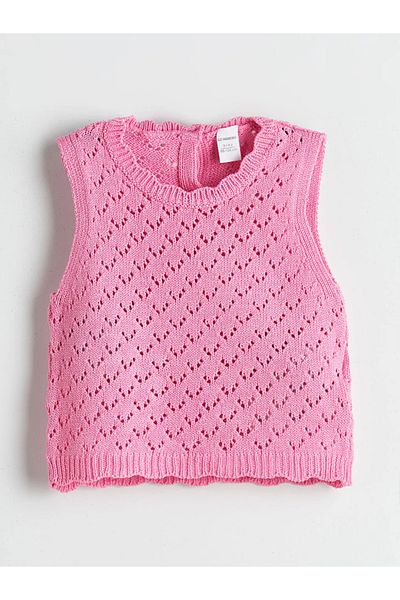 LC Waikiki Lcw Kids Pink Openwork Girls' Sweater and Shorts 2-Pack