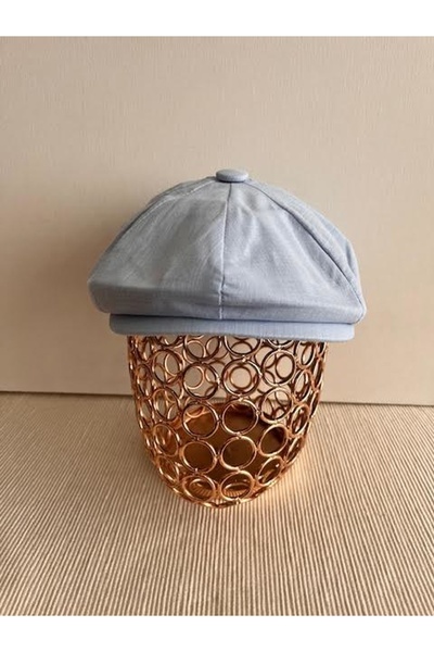 CosmoOutlet Καλοκαιρινό Baby Blue καπέλο οκτώ τεμαχίων βρετανικού στυλ με ελαστική πλάτη