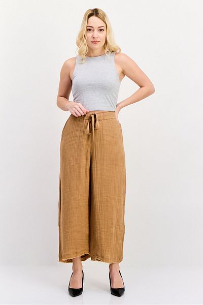 Eileen Fisher Women Petite Textured Crop Pants, Brown