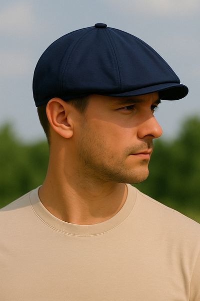 CosmoOutlet English Style Eight Pieces Summer Navy Blue Hat with Elastic Back