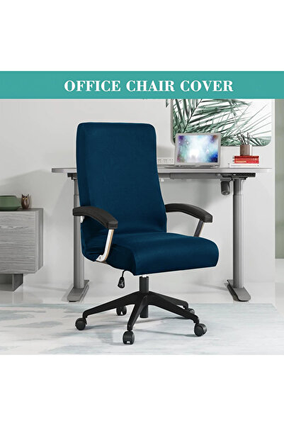 Choice أغطية كراسي مكتب من سباندكس مطاطية بلون سماوي داكن، مقاومة للاتساخ، قا...