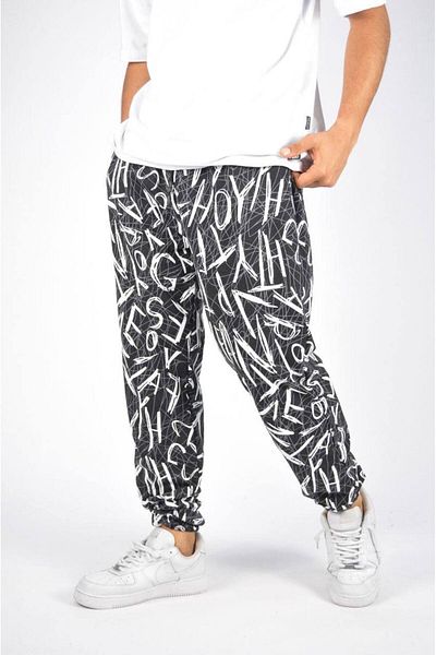 SUPERBLUE Ανδρικό παντελόνι Jogger με μοτίβο με εύκαμπτο χαλαρό καπνιστό