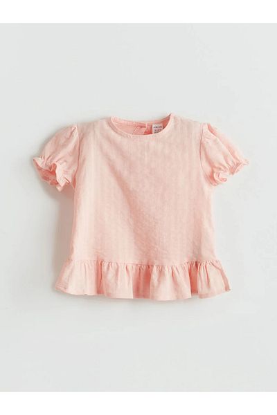 LC Waikiki Lcw Baby Pink Crew Neck Baby Girl Blouse and Shorts 2-Pack
