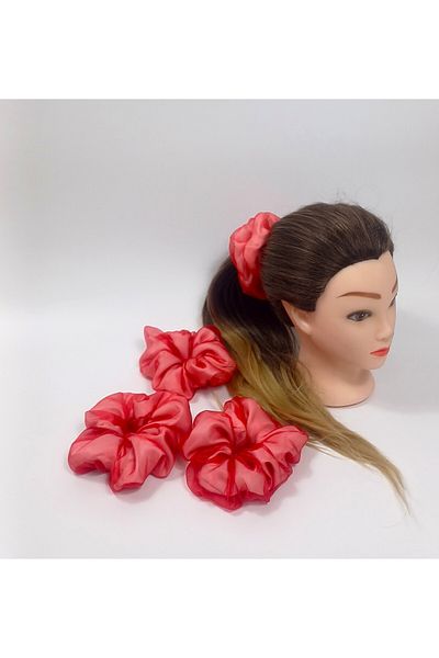 SYAZE Satin and Organza Textured Hair Clip Red-White