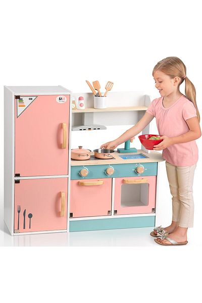 Star Kids Wooden Kitchen Playset for Kids, Pink