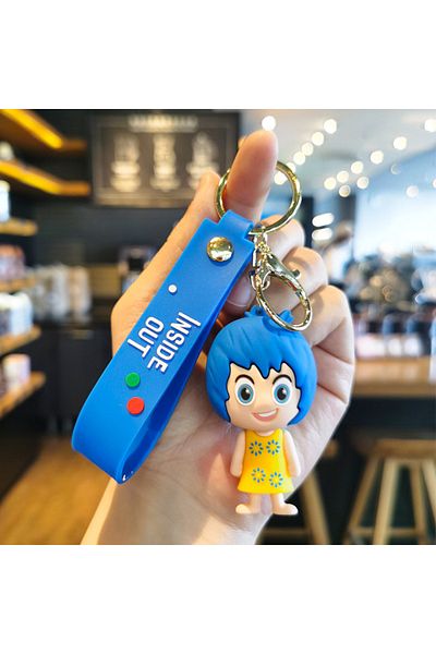 Miniso Pink Inside Out 2 Cartoon Figure Keychain Cute Anime Doll Schoolbag Pendant Car Keyring Accessorie D