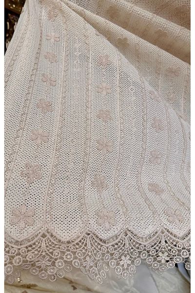ODDA TASARIM ATÖLYESİ 100% Cotton Hand-Knitted Six-Processed Cream Cover-Seat Fabric-Dress Fabric